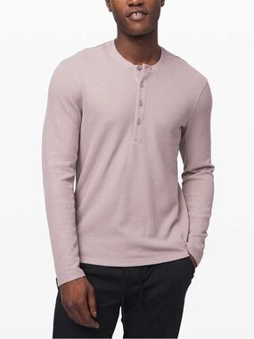 Lululemon Mens Shift Stitch Henley Long Sleeve Style# M3AYGS